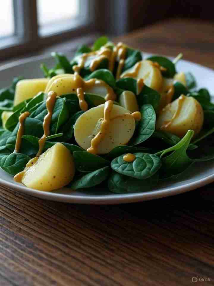 Aardappel Spinaziesalade met Mosterd Dressing