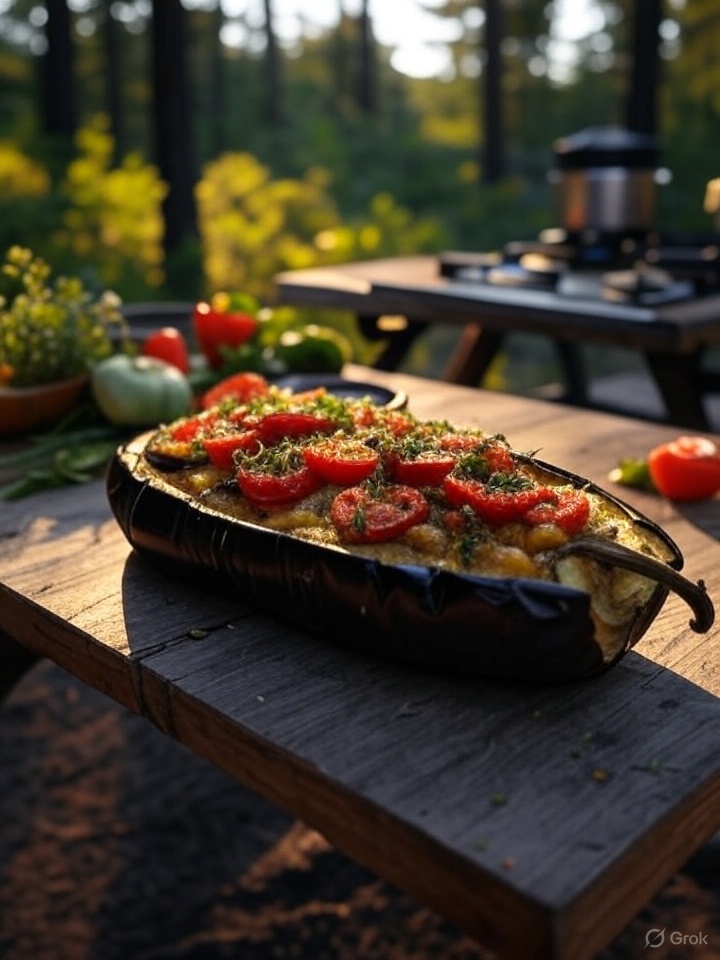 Geroosterde Aubergine met Tomaat en Kruiden
