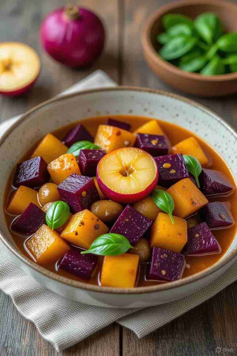 Geroosterde Biet-Linzen Stoof met Druif