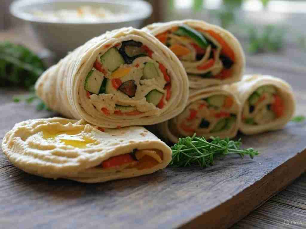 Geroosterde Groentewraps met Hummus