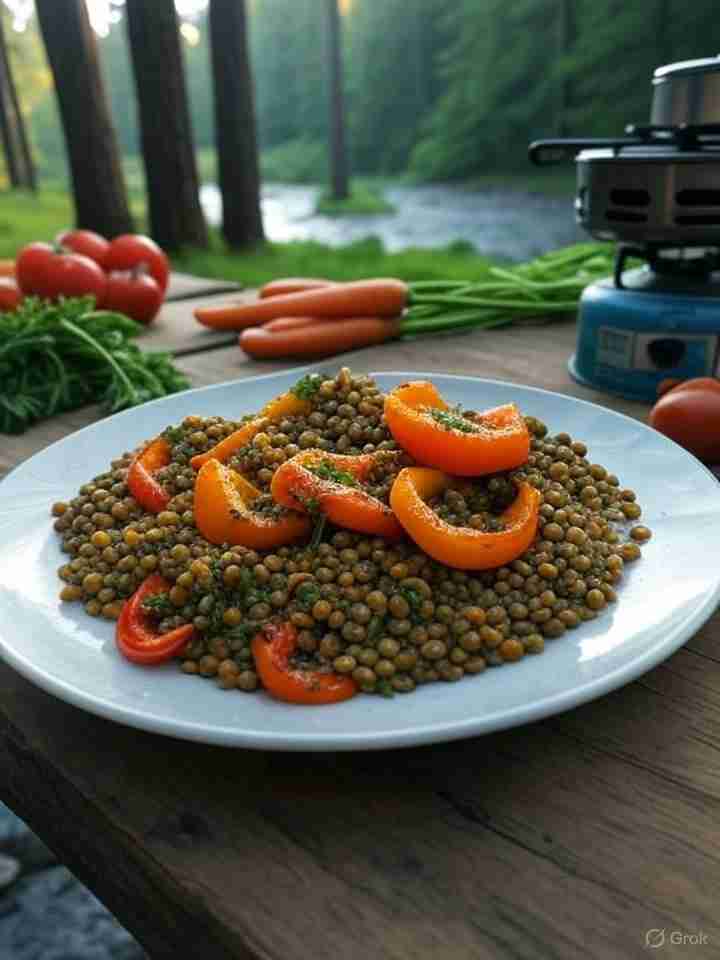 Geroosterde Paprika met Linzen en Kruiden