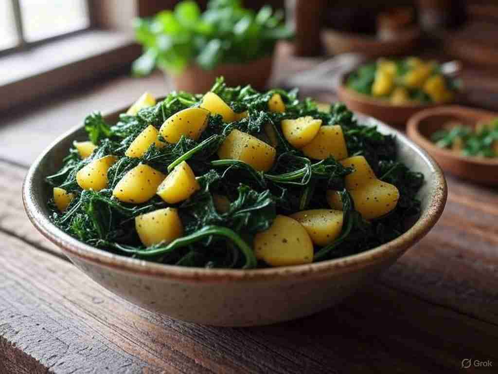 Geroosterde Raapstelen met Aardappelen en Mosterddressing