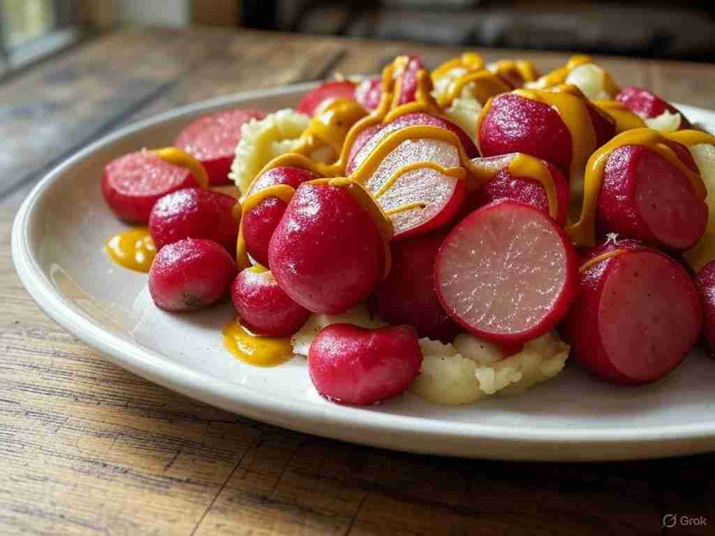 Geroosterde Radijs met Kruidige Aardappelpuree en Mosterdsaus