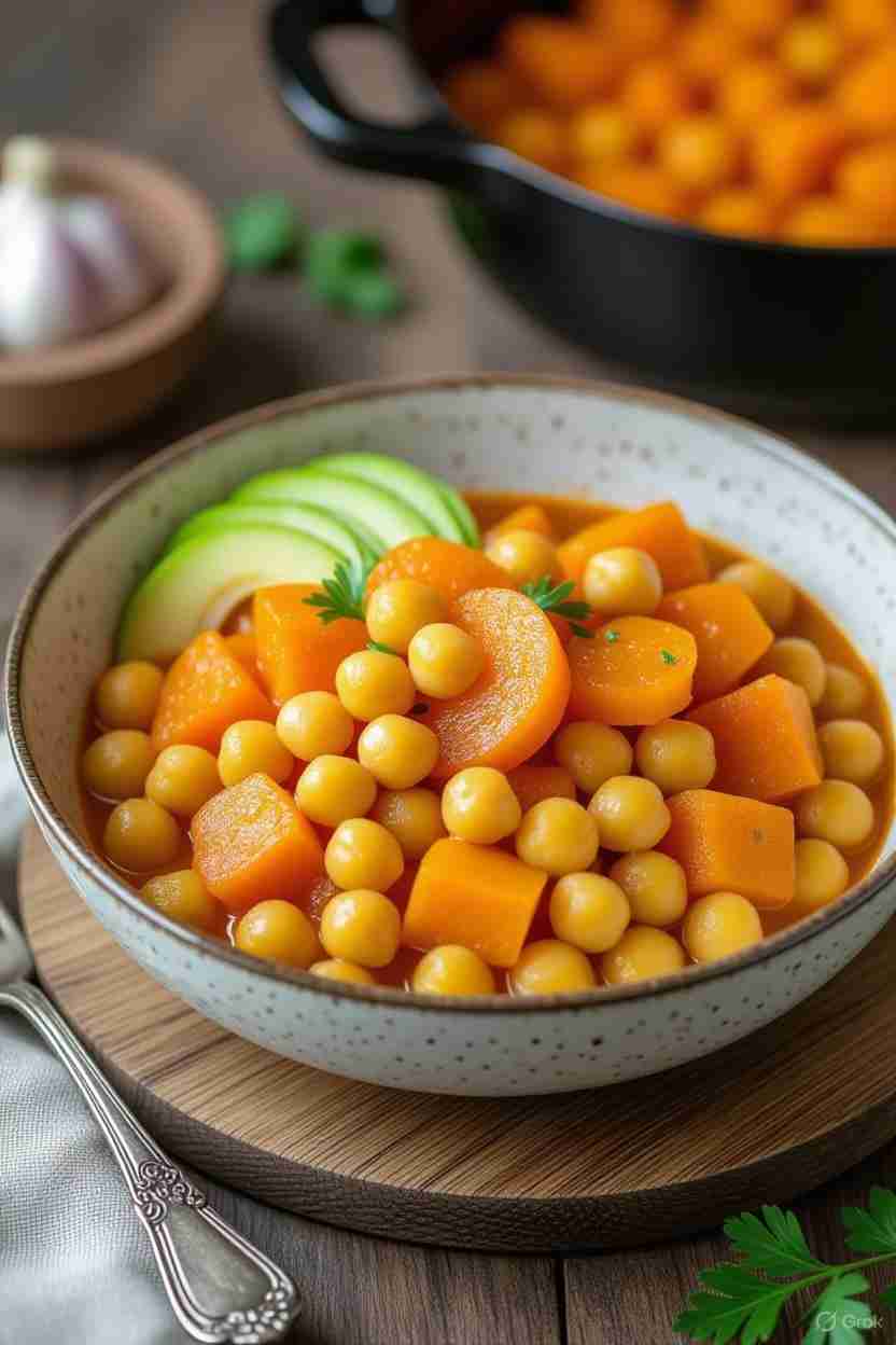 Geroosterde Wortel Chickpea Stoof met Pruim