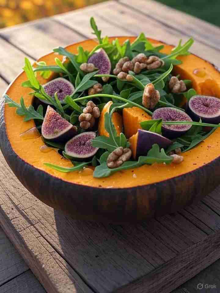 Geroosterde pompoen- en vijgensalade