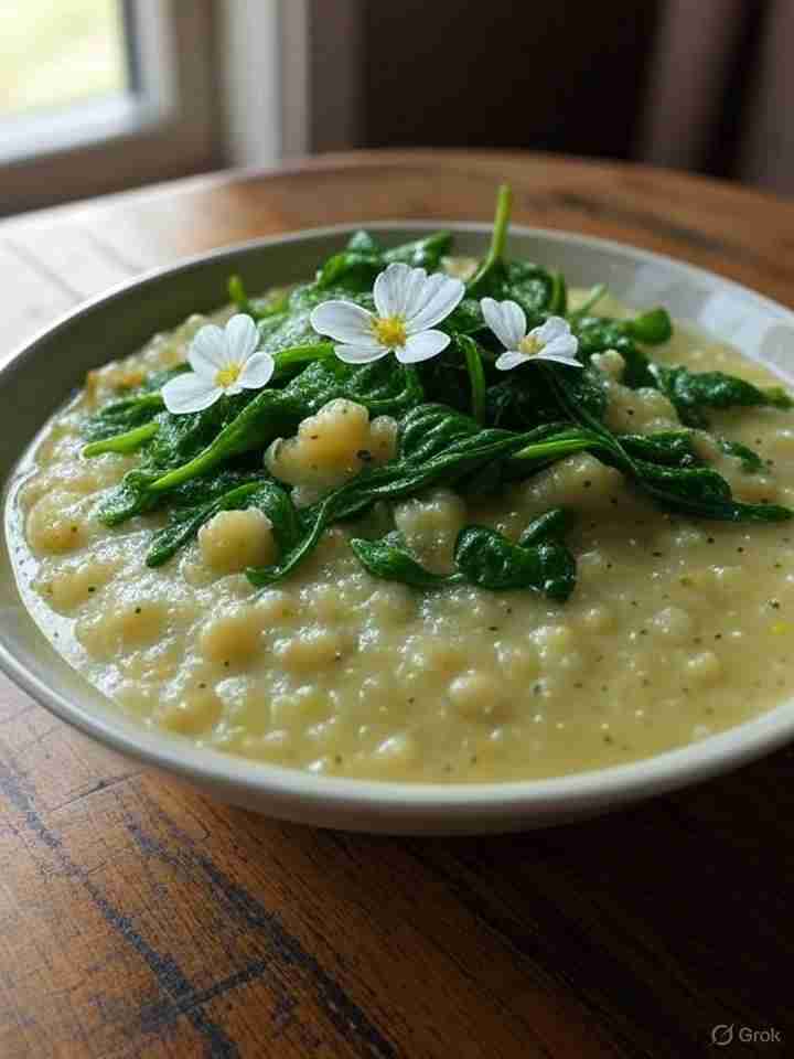 Gierst groentepap met spinazie en pastinaak