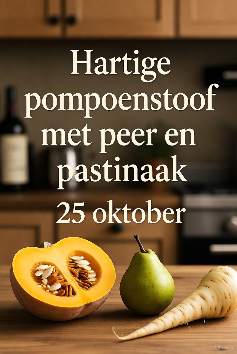 Hartige pompoenstoof met peer en pastinaak