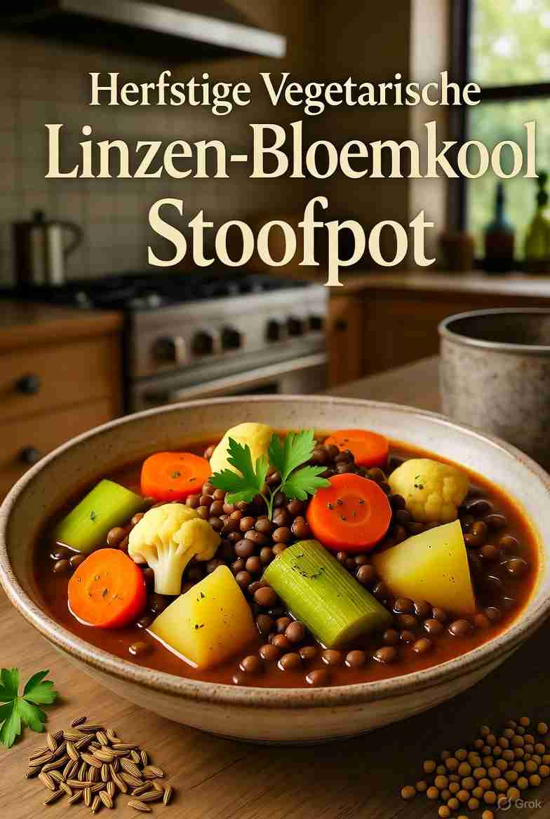 Herfstige Vegetarische Linzen Bloemkool Stoofpot