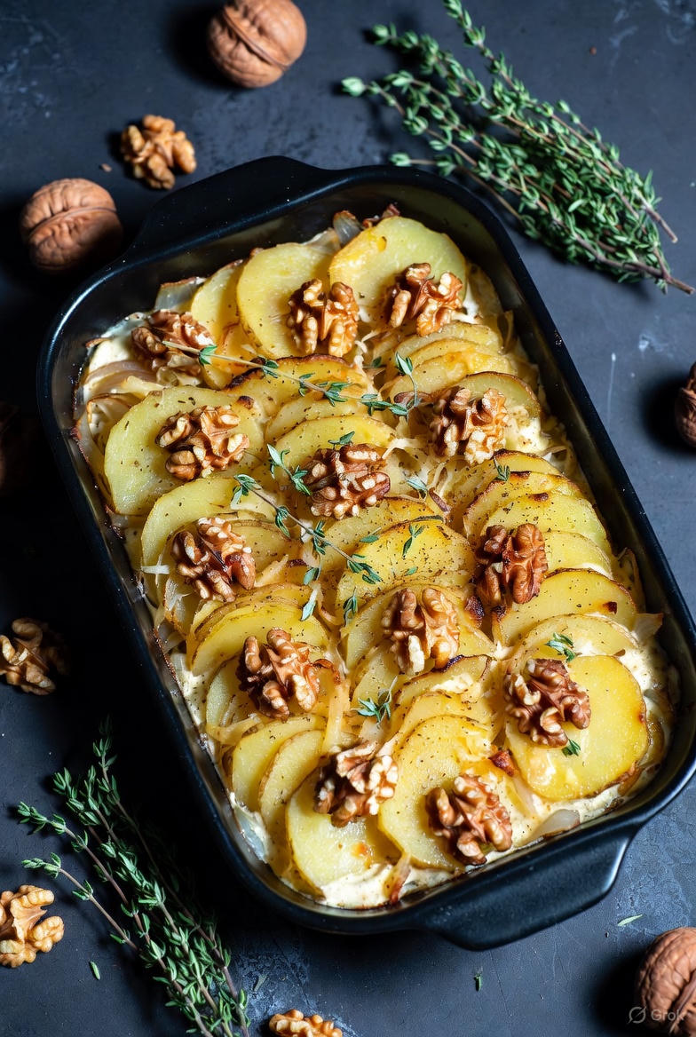 Herfstige Walnoten Kaas Aardappelschotel