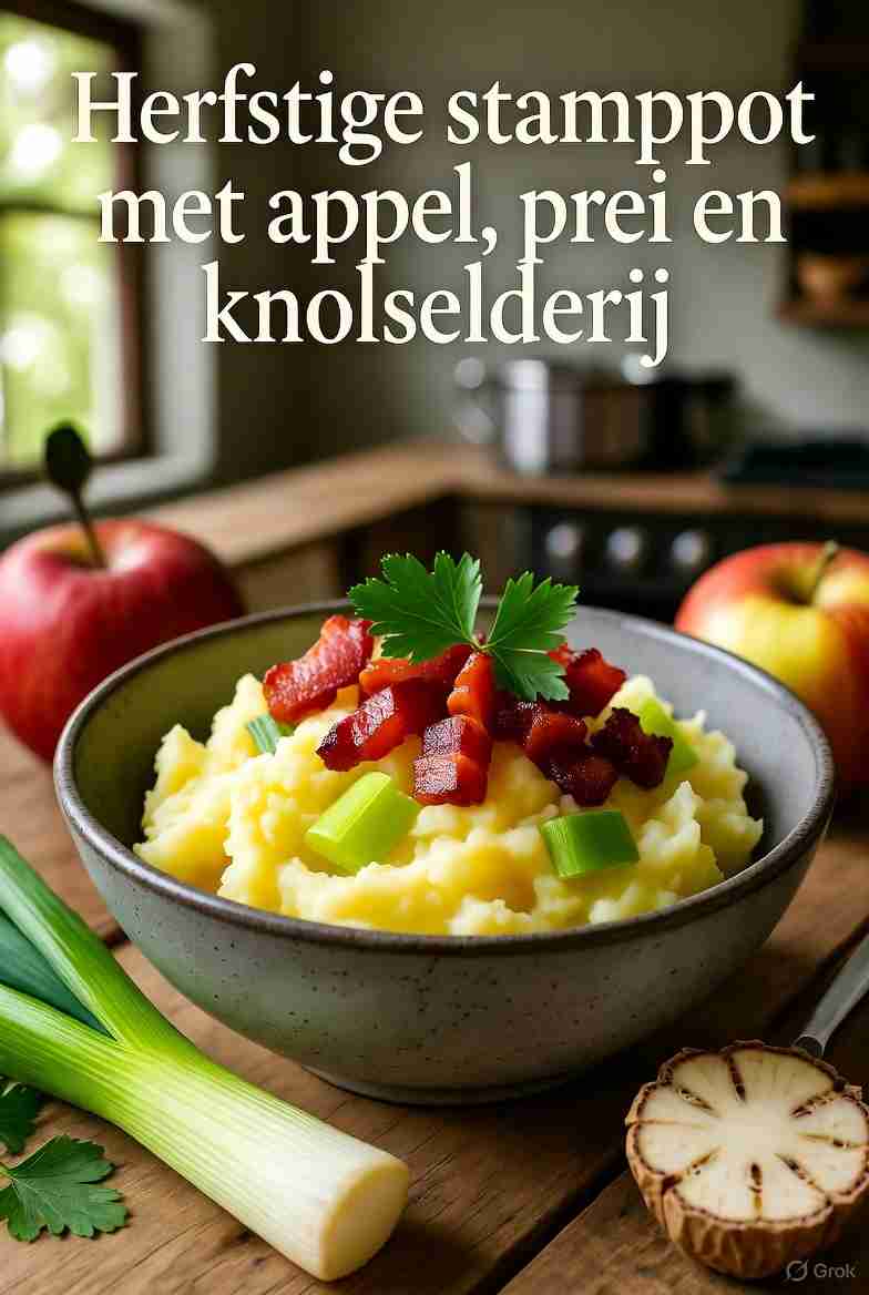 Herfstige stamppot met appel prei en knolselderij