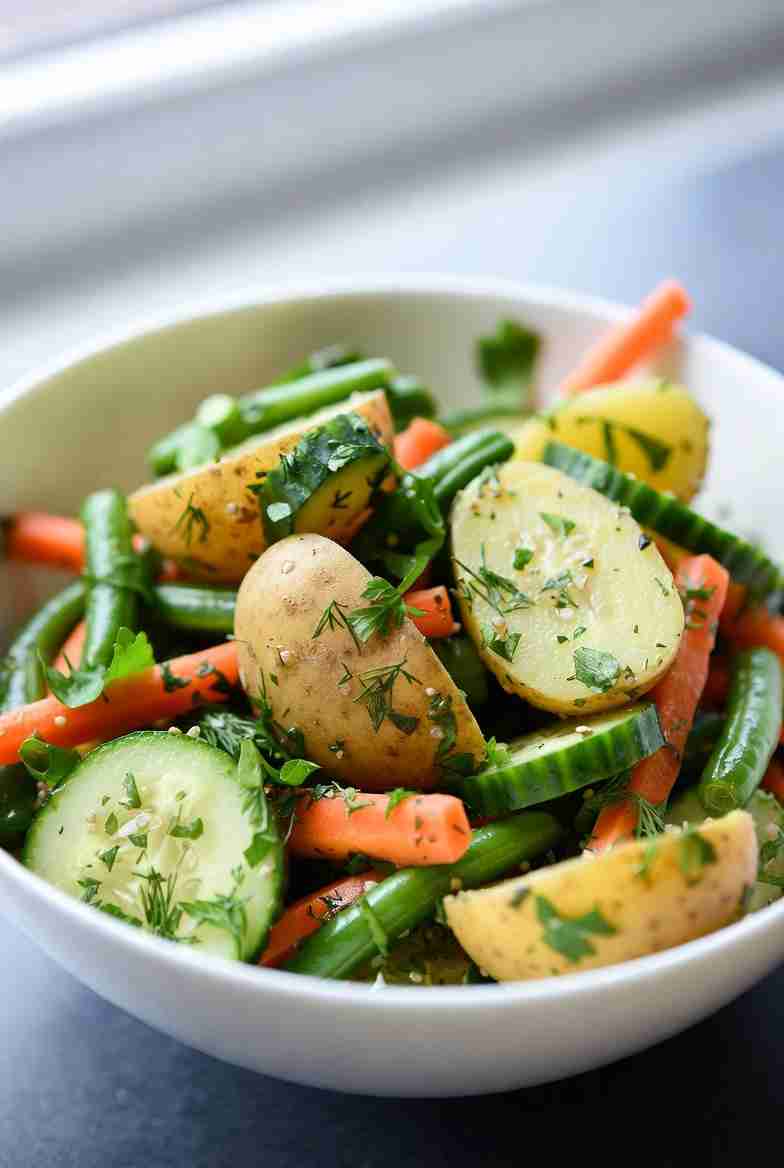 Hollandse Zomerse Aardappelsalade met Verse Groenten en Kruiden