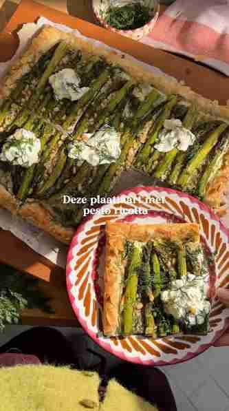 Knapperige Plaattaart met Groene Asperges Prei en Geitenkaas