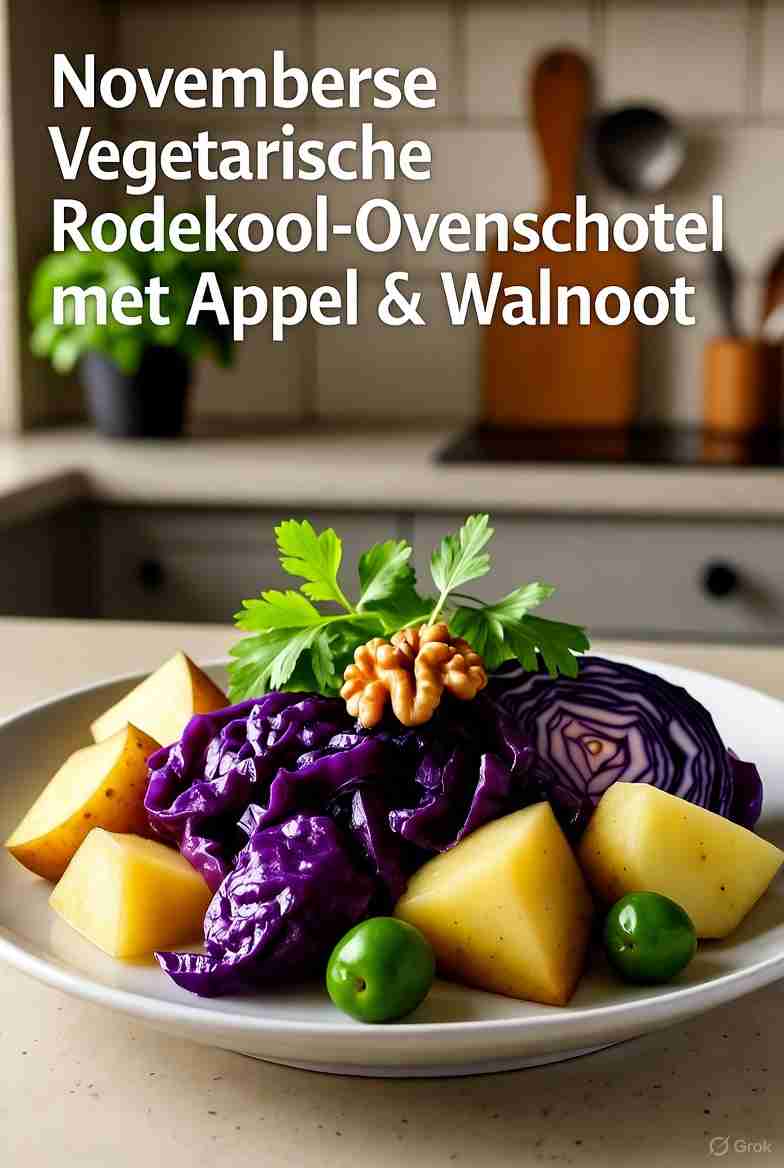 Novemberse Vegetarische Rodekool-Ovenschotel met Appel & Walnoot
