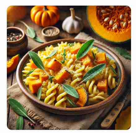 Pastaschotel met geroosterde pompoen en salie