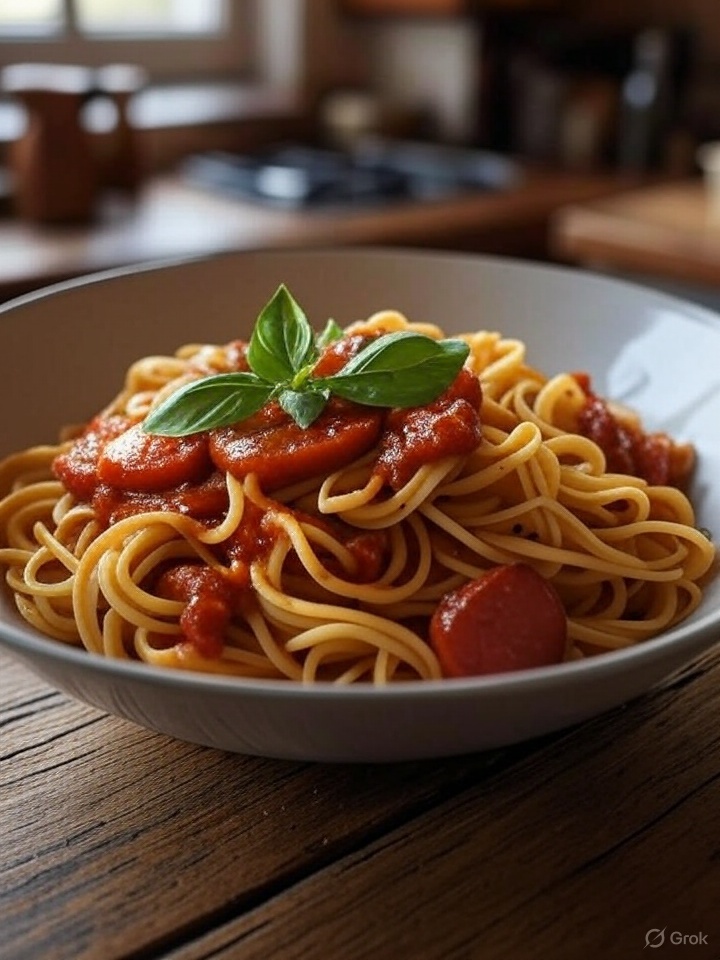 Pittige Volkoren Pasta met Pruimen Tomaten Saus