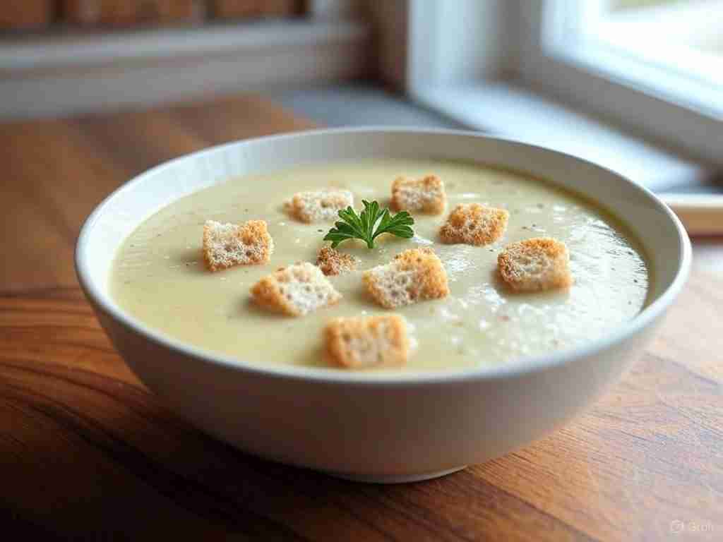  Prei-aardappelsoep met volkorencroutons
