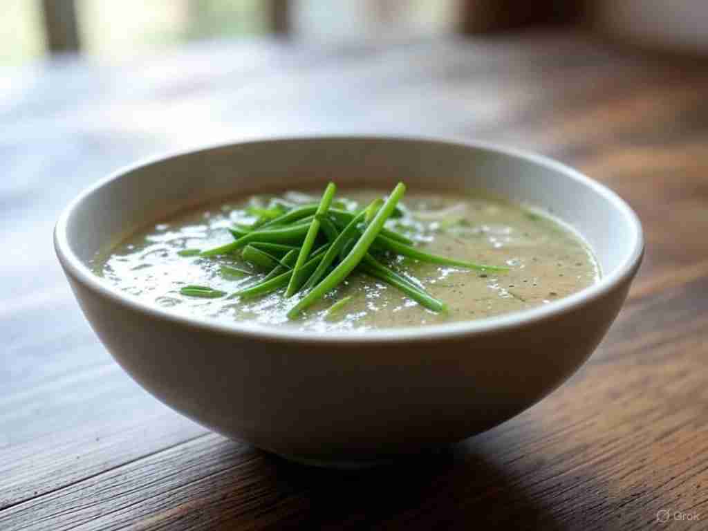 Prei-speltsoep met bieslook