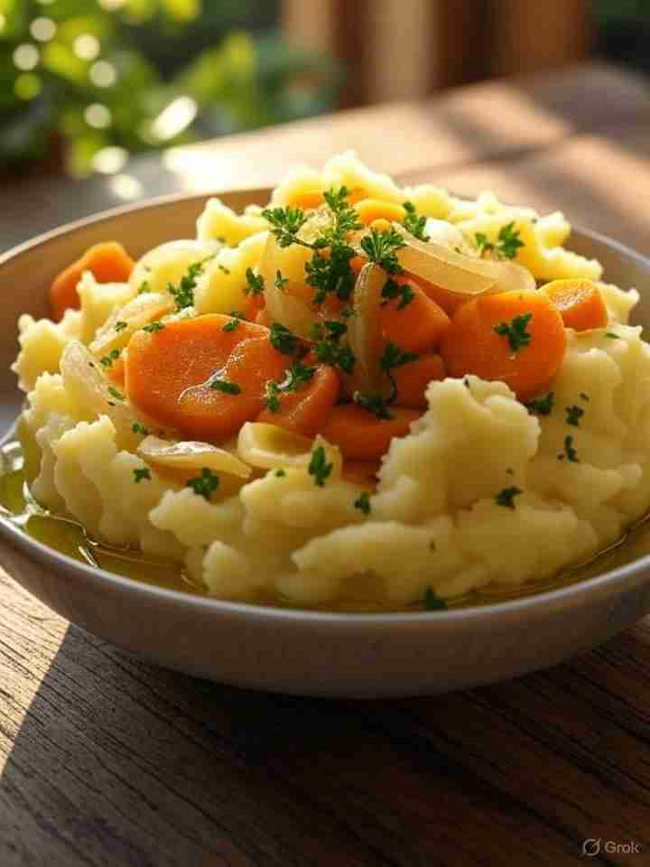 Rotmos med potatis och persilja (wortelsalade met aardappelen en peterselie).