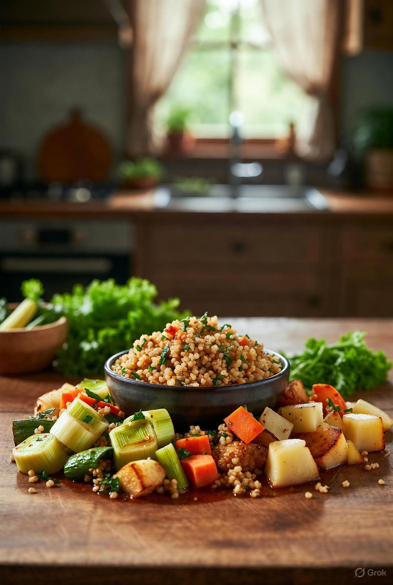 Rustieke Prei Koolraapstoof met Bulgur