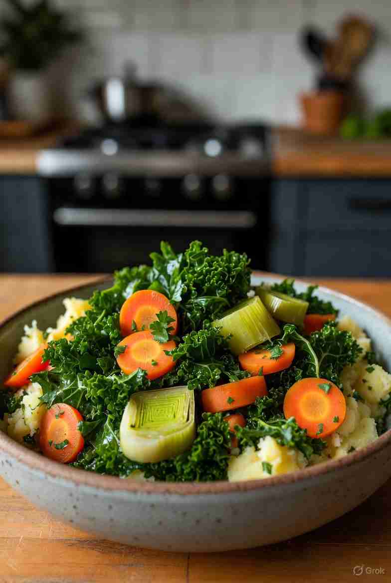 Vegetarische Boerenkoolstamppot met Wortel en Prei