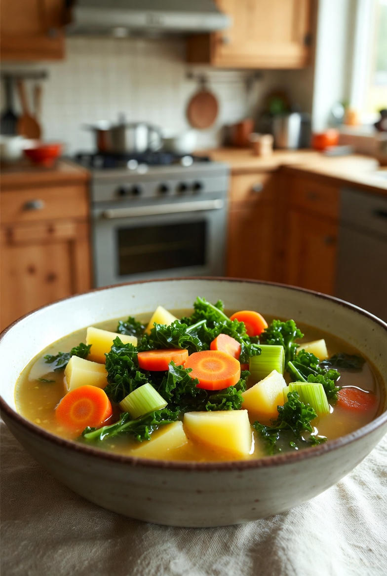 Vegetarische Groentesoep met Boerenkool Wortel en Prei