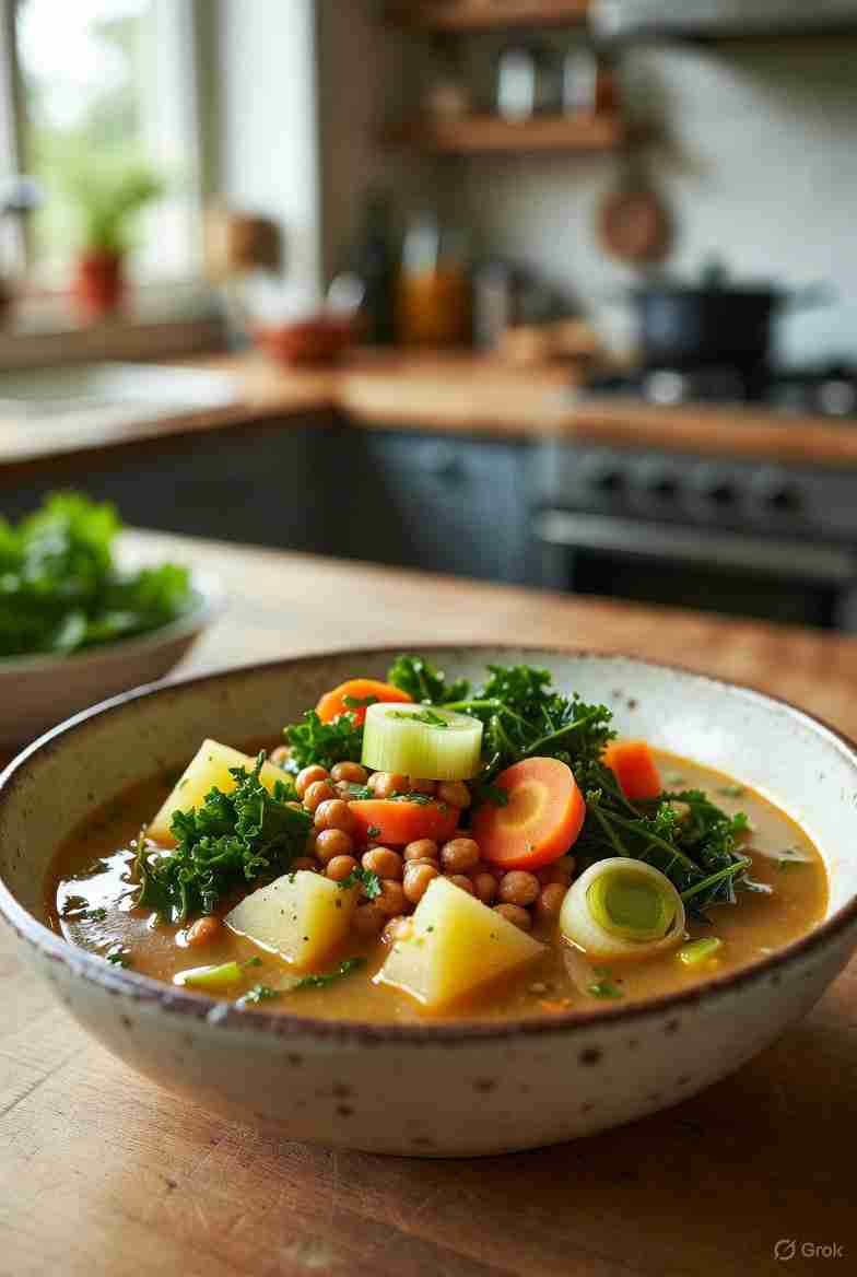 Vegetarische Snert met Boerenkool Wortel en Prei