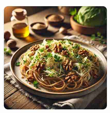 Volkoren Spaghetti met Kool en Walnoten