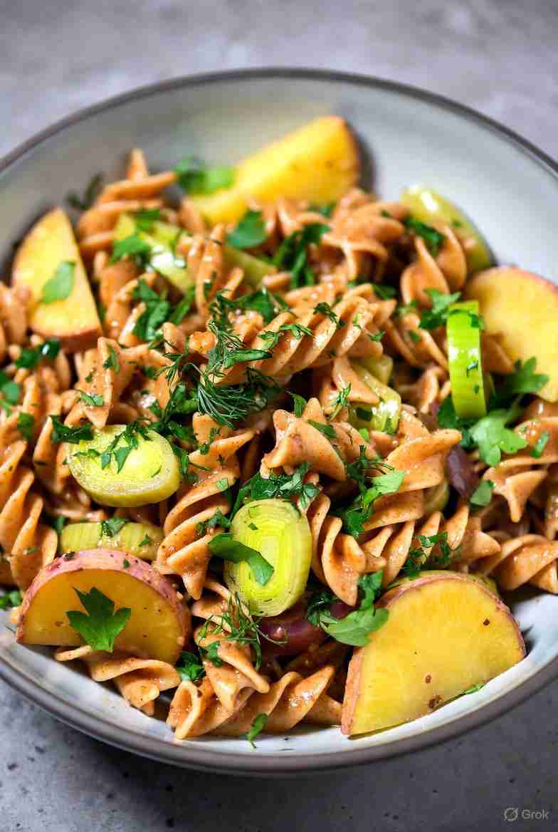 Volkoren pasta met knolselderij prei pastinaak en verse kruiden
