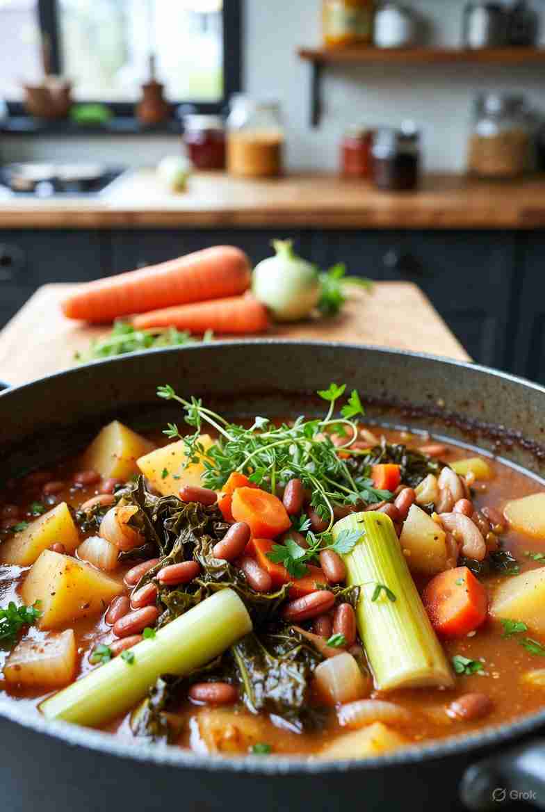 Winterse Vegetarische Bonenstoofpot met Extra Groenten