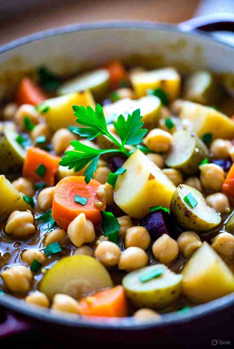 Wortel koolraap stoof met peer en kikkererwten