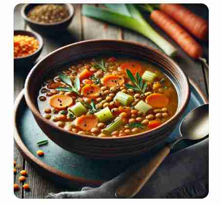 linzensoep met wortel en prei
