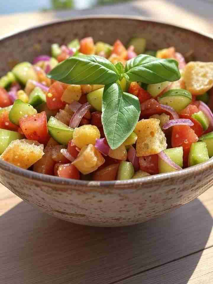 panzanella met tomaat en basilicum