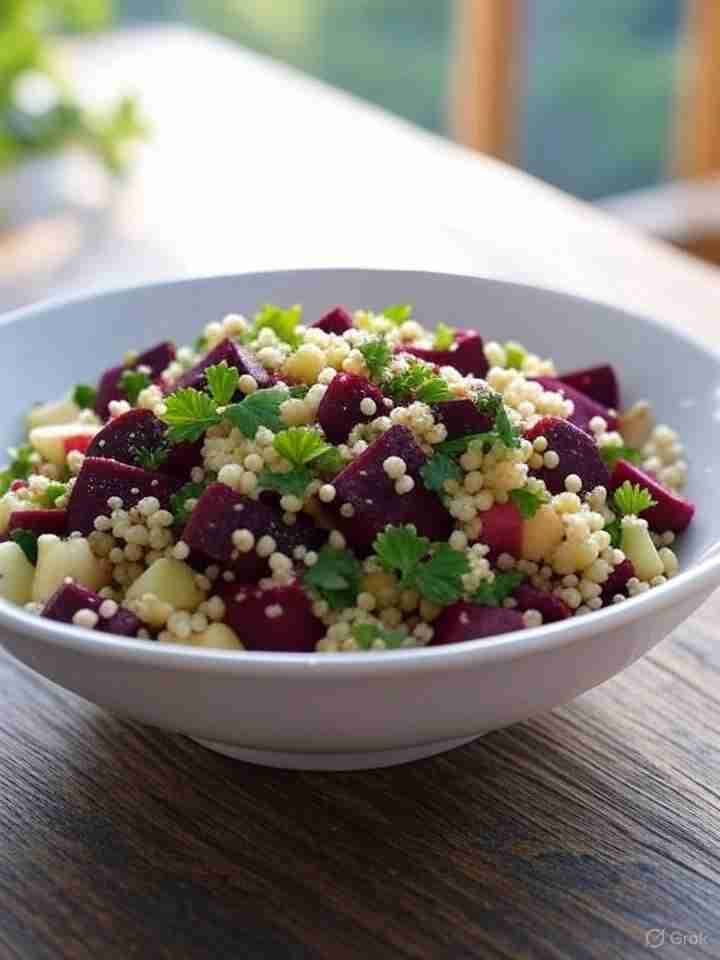 zomerse couscoussalade met appel en biet